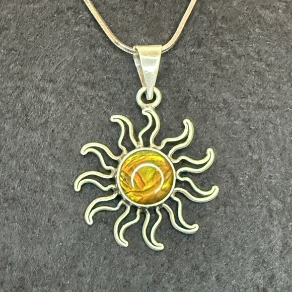 Vintage Charles Albert Sterling Silver 925 Abalone Sun Pendant B2 - Picture 4 of 16